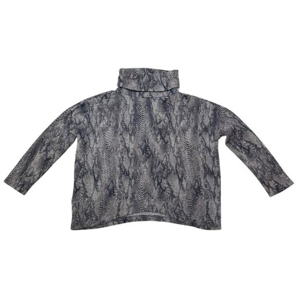 Clara Sunwoo Cowl Turtleneck Sweater Top Python Snake Pattern Gray Blue Size XL - Picture 1 of 8